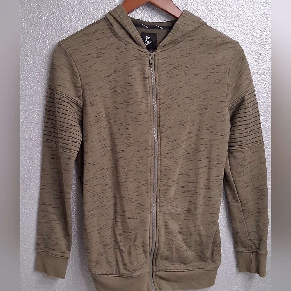 Olive Heathered Lightweight Jacket With Hood Size L